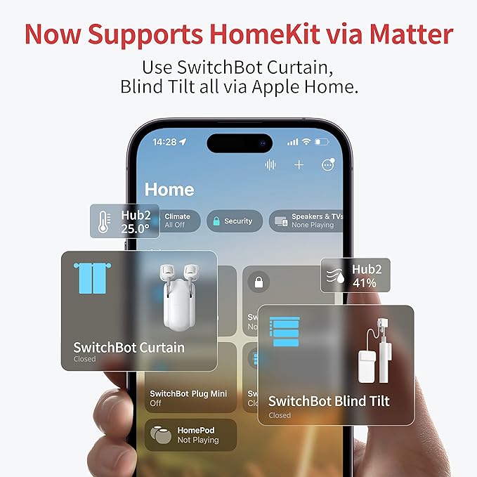 SwitchBot Blind Tilt Automatic Blind Opener 3-Pack & Hub 2- Smart Motorized Blinds with Bluetooth/IR Remote Control, WiFi Thermometer Hygrometer, Light Sensor, Work with Alexa, Google Home, HomeKit