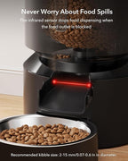 PETLIBRO Automatic Cat Feeder, Automatic Dog Food Dispenser with Freshness Preservation, 5L Timed Pet Feeders for Dry Food, Up to 6 Meals Per Day, Granary 5L Basic Button Type Black