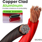 GEARit 8 Gauge Wire (50ft Each- Black/Red Translucent) Copper Clad Aluminum CCA - Primary Automotive Wire Power/Ground, Battery Cable, Car Audio Speaker, RV Trailer, Amp, Electrical 8ga AWG 50 Feet