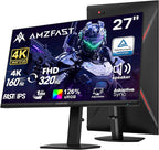 Amzfast 27’‘ 4K Gaming Monitor HDR 400, UHD 160Hz 144Hz | FHD 320Hz 300Hz Dual Mode PC Monitor, Built-in Speakers 1ms Fast IPS, 126% sRGB PIP/PBP, HDMI 2.1 x 2 & DP 1.4 x 2, Height Adjustment, VESA