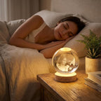 Yijhpbc Custom 3D Crystal Photo Night Light Personalized Photo Crystal Ball Engraved Picture Lamp with Wood Base Memorial Gift for Pets Family Couple Birthday Valentine's Day (Style 2)