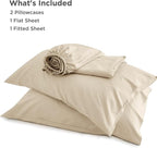 Bedsure Full Size Bed Sheets, Cooling Sheets, Rayon Derived from Bamboo, Breathable & Soft, Deep Pocket Up to 16 Inches, Hotel Luxury Silky Bedding for Hot Sleepers, Beige