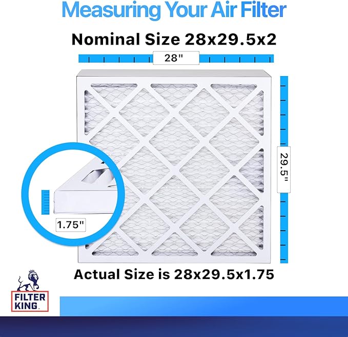 Filter King 28x29.5x2 Air Filter | 4-PACK | MERV 8 HVAC Pleated A/C Furnace Filters | MADE IN USA | Actual Size: 28x29.5x2"