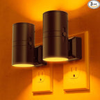Briignite Night Lights Plug into Wall, Modern LED Night Light Plug in, Dusk to Dawn Sensor,Amber Night Light 0-100LM Adjustable Brightness, Dimmable NightLight for Hallway, Bedroom, Stairway, 2 Pack