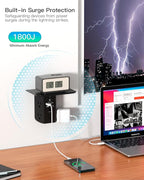 Wall Outlet Extender with Shelf and Night Light,Surge Protector,USB Wall Charger with 5 USB Outlets and 3 USB Ports 1 USB C Outlet