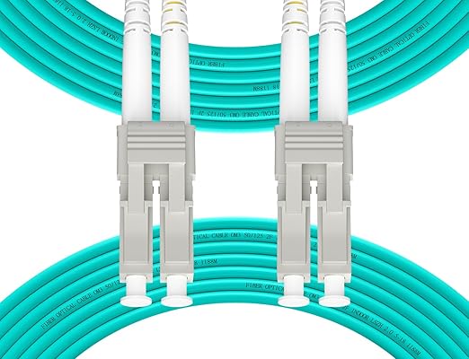 Fibergaga 10M(33ft) OM3 LC to LC Fiber Patch Cable,10GB/40GB Multimode Duplex 50/125µm 2.0mm Fiber Optic Jumper Cords Length Option: 0.5M(1.6ft)-100M(328ft)