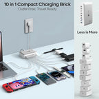 Charging Station for Multiple Devices 500W, 10 Ports Charging Blocks for Laptops/Tablets/Cellphones, 140W Max GaN Charger Super Fast Charging for MacBook, Ipad, iPhone, Power Adapter for Travel