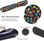 Keyboard Wrist Rest and Mouse Pad Wrist Support Set with Coasters, Non-Slip PU Base Ergonomic Gaming Mousepad for Home Office Working Studying Easy Typing & Pain Relief, Colorful Dog Paw Print