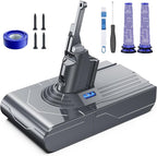 Battery Replacement for V8, 21.6V 8000mAh Li-ion Battery, Compatible with SV10 V8 Animal V8Motorhead V8Absolute V8Carbon Fiber V8Fluffy Series Cordless Vacuum, 1 Post-Filter and 2 Pre-Filters