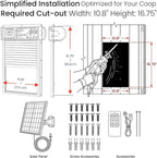 XRDZYXGS Automatic Chicken Coop Door Opener, Space-Saving Roll-up Design, 11.8" x 18.9" Aluminum Alloy Poultry Door for Ducks Geese, Solar Panel with Built-in 6000mAh Battery, Support USB-A Power