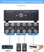 SOLUPEAK P2 2(1)-in-1(2)-Out Amp Amplifier Speaker Switcher Selector Switch Splitter 2-Way Loudspeaker Control Combiner Box