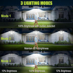 daphino 3000LM Solar Lights Outdoor with Motion Sensor,4 Head 270° Wide Angle Street Area Lights,IP65 Waterproof Security Lighting with 3 Modes(Remote,2 Pcs)