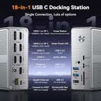 TobenONE Quad Monitor Docking Station with 4 HDMI, 18-in-1 DisplayLink Docking Station with 120W Charger, Dock for Thunderbolt 4/3 Laptops, USB-C Windows, MacBook(4 USB, 2 USB-C, Ethernet,SD/TF,Audio)