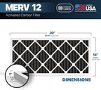 BNX TruFilter 14x30x1 MERV 12 Odor Defense (4-Pack) AC Furnace Air Filter with Activated Carbon - MADE IN USA - Pleated Air Conditioner HVAC AC Furnace Filters - Removes Odor, Mold, Bacteria, Smoke