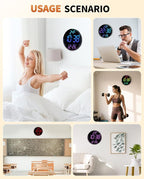 GLOKUUCA 12" Large Digital Wall Mount Clock, Count Down Timer, Alarm, Big LED, 12 RGB Color, Temperature for Living Room Classroom Desk, Xmas, Birthday Gift for Senior Mom Dad (Round)