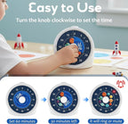 BellMan Visual Timer with Pause Button, 60 Minute Countdown Mercury Timer for Kids and Adults with Silent Operation, Study and Meetings Time Management Tool, Design for Home, Office and Gift,Astronaut