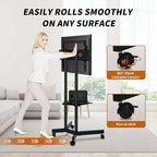 Solid Grace Rolling TV Stand with Wheels for 32-75 Inch TVs up to 88lbs, Portable TV Stand with Shelf, Mobile TV Cart for Living Room, Office, Meeting Room, Outdoor（MT2007 Upgrade Version）