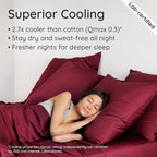 Bambaw 100% Viscose Derived from Bamboo Queen Sheet Set 6 Piece, Queen Size Cooling Sheets for Hot Sleepers, Super Soft Sheets Queen Size, Deep Pockets Fits Up to 16'' Mattresses (Burgundy)
