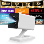 [Built-in Apps & 2026 Upgraded] Mini Projector｜Portable Projector 1080P/4K Support｜Smart Projector with Auto Keystone Correction｜Home/Movie Projector for Phone/TV Stick/Laptop
