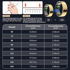 Smart Health Ring for Women Men, Fitness Tracker Ring with Heart Rate, Blood Oxygen, Sleep Tracker, Step Tracker, No Subscription Fee, IP68 Waterproof Smart Ring for iPhone & Android (Gold, 11#)