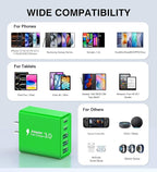 USB C Wall Charger, 60W USB C Charger Block 5-Port PD Fast Charging Blocks,USB A Multiport Plug Brick Cube,Dual Type C Power Adapter for iPhone 17/16/15/14/13/Pro,iPad,Samsung,for Switch（Green 2-Pack）