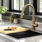 KRAUS Oletto Single Handle Pull Down Kitchen Faucet with QuickDock Top Mount Installation Assembly in Spot Free Antique Champagne Bronze, KPF-2620SFACB