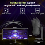 Amzfast 49 Inch Curved Monitor 120Hz DQHD 5120x1440p Ultrawide Gaming Monitor, 120% sRGB, 1500R, 1ms MPRT, HDR, Adaptive Sync, PIP/PBP, Height Adjustable, HDMI 2.0/DP 1.4, VESA 75x75, AMZG49C7U