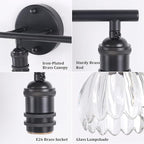 Shenmoyl Bathroom Light Fixtures, 3-Light Black Vanity Wall Light Over Mirror with Clear Tulip Glass Shade for Bedroom Living Room (Bulb Not Included)