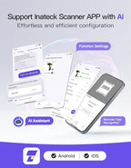 Inateck 2D Barcode Scanner, Wireless Bluetooth QR Code Scanner with AI APP & SDK, 180-Day Battery Life, Fast & Accurate Scanning, Compatible with iOS/Android/Windows