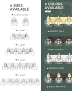 METWET Bathroom Light Fixtures, 6 Light Brushed Nickel Vanity Light, 38 Inch Modern Wall Sconces with Globe Clear Glass Shade, Vanity Lighting Fixtures Over Mirror, VL195-BN-6