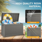 NUNU LAB 270 Gallon Large Resin Deck Box, Waterproof Outdoor Storage Box, Lockable Storage Bin for Patio Furniture, Garden Tools, Pool Accessories, UV-Resistant & All-Weather, Grey