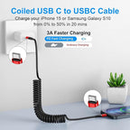 KIYODA USB C to USB C Cable 6ft, 2Pack Coiled USBC Charger Cable for Car, Type C Fast Charging Compatible with iPhone 17/16/15/Plus/Pro/Pro Max/MacBook Pro 2020/iPad Pro 2020/Samsung Galaxy S23-Red