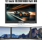 Suprlipy 12 Inch Mini Small HDMI Monitor 1920x1080 16:9 IPS Metal Housing LCD Display Screen Support HDMI/VGA/AV/BNC Input Built-in LounSpeakers for PC CCTV Security Camera RasPi