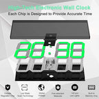 CHKOSDA LED Large Digital Wall Clock, Oversize Wall Clock with 6” Numbers, Remote Control Count up/Countdown Timer Clock, Auto Dimmer, Big Calendar and Thermometer(Green)