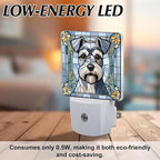 PODMemory Miniature Schnauzer Stained Glass Night Lights Plug into Wall for Room, Miniature Schnauzer Night Light LED for Bedroom