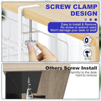 15.7” Under Desk Cable Management Tray, No Drill Steel Cable Tray Organizers, Wire Management Tray Cable Rack with Clamp Mount, Metal Under Desk Tray with Wire and Cord Organizer (White, 1 Pack)