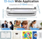 Buyounger 3-10 Mil Laminator Machine, 4-Roller Commercial Laminator Machine with 50 Laminating Sheets, 13 Inch Laminating Machine 11X17 with 1000mm/min Speed & REV Jam-Free for Office School Home