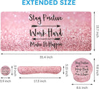 iCasso Mouse Pad,Large Pink Desk Mat Set, 4in1 XXL Mousepad + Keyboard Wrist Rest+Mouse Wrist Rest+Coaster with Ergonomic Desk Pad for Home Office Table Computer Cover -Pink Stay Positive
