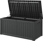 Outdoor Storage Box, 120 Gallon Deck Box, Resin Waterproof Outside Storage Bench, Outdoor Storage Cabinet With Lockable Lid, Backyard Deck Box For Garden Tools, Patio Cushions, Pool Accessories