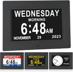 ybest 7 Inch Extra Large Day Date Time Digital Day Calendar Clock with Auto-Dimming 12 Alarm Reminders Dementia Clocks for Senior Elderly impaired Vision Memory Loss