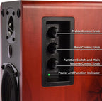 SINGING WOOD BT27 Active Powered Bluetooth Bookshelf Speakers for Studio Monitor TV Computer Turntable - 60 Watts - Wood Grain Finish (Walnut)