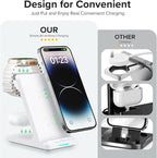 Wireless Charging Station, 3 in 1 Fast Wireless Charger Stand for Multiple Devices Apple Watch Ultra Series 11 10 9 8 7 6 SE 5 4 3 2, iPhone 17 16 15 14 13 12 11 Pro Max/Plus/Air/X/XS/XR/SE, Airpods