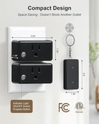 TREEWELL Remote Control Outlet Plug, 200FT Long Range Wireless Light Switch, Compact Design, 15A/1875W High-Power for Lamps, Lights, Household Appliances, FCC & ETL Listed