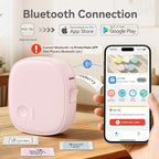 XenGro Mini Label Maker Machine with Tape AH-P05 - Portable Bluetooth Mini Label Printer, Wireless Thermal Label Maker, Waterproof & Rechargeable, Built-in Cutter, for Home, Office, Kitchen - Pink