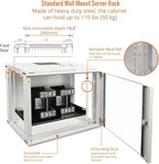 Tecmojo 9U Wall Mount Rack Network Cabinet for 19" IT Equipment,with Lockable Glass Door and Side Panels,Cooling Fan,17.7inch Depth,White,Computer/Electronics Equipment Data Rack