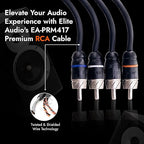 Elite Audio Premium Series 17ft. 4-Channel Car Audio RCA Cable – Double Shielded, Oxygen Free Copper, Noise Reducing Audio Cable for Amplifiers, Subwoofers, Speakers, and Processors – PRM417