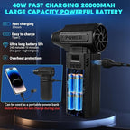 Newdehanm Violent Turbo Fan,Electric Compressed Air Duster & Vacuum Cleaner, Portable Rechargeable Cordless Handheld Air Blower with LED Light & Power Bank for PC, Outdoor, House, Car,20000mAh