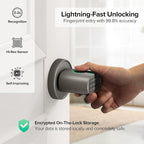 ThorBolt Keyless Entry Door Lock, Fingerprint Door Lock with Keypad Biometric Door Knob, Auto-Lock for Interior Doors Thickness up to 2-1/4", Bedroom, Home Office, Garage, 4xAA Alkaline, MD1 Titanium