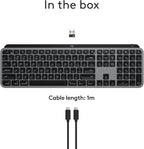 Logitech MX Keys S for Mac, Wireless Keyboard, Fluid, Precise Laptop-Like Typing, Programmable Keys, Backlit, Bluetooth USB C Rechargeable for MacBook Pro, MacBook Air, iMac, iPad - Space Grey