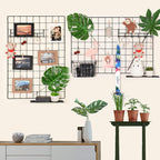 PAMANO Wall Photo Grid Shelf, Wall Hanging Ins Art Display Grid Panel for Decor & Storage, Metal Wire Notice & Memo Board, Mesh Tool Organiser Frame 2 Pcs (Black, 25.6 x 17.7 inches)